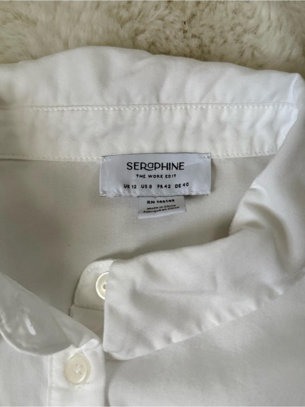 Seraphine White Ivory Button Down Top Maternity Nursing Drawstring Tie Size 8 US - Picture 6 of 8